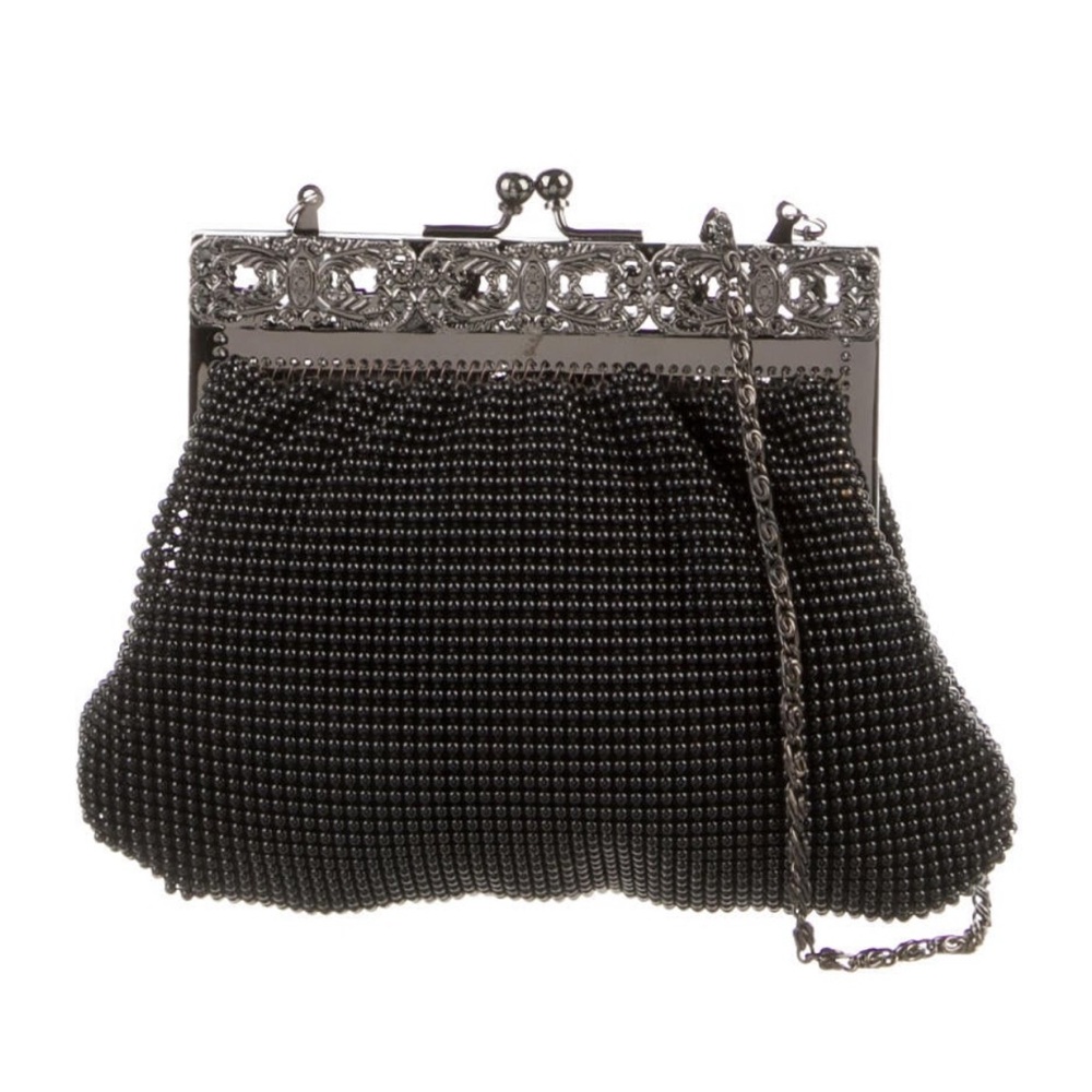 Whiting & Davis 90’s Vintage Black Beaded Bag